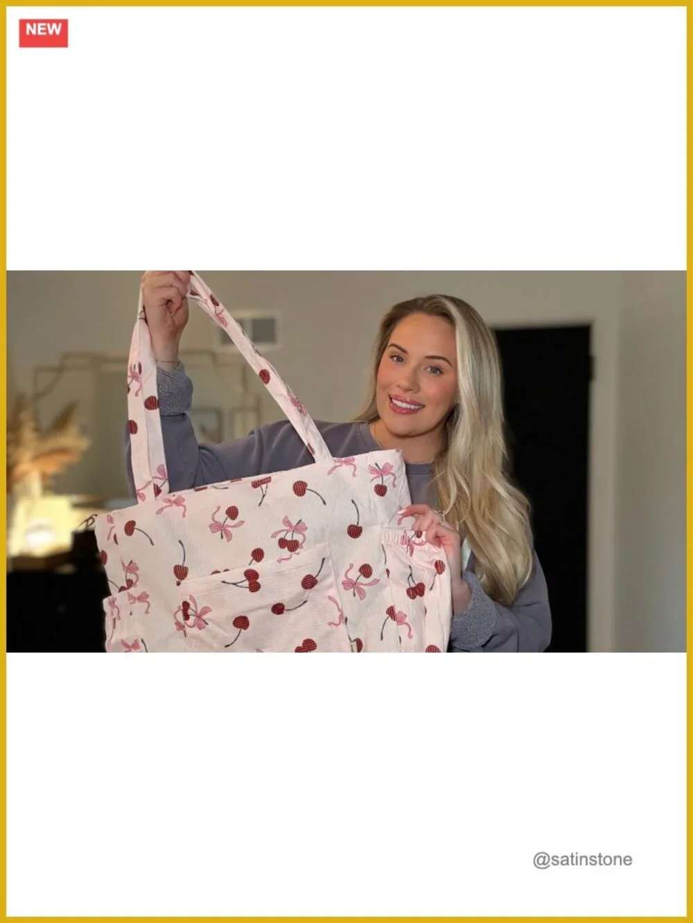 Large Corduroy Tote Bag for Women with Zipper